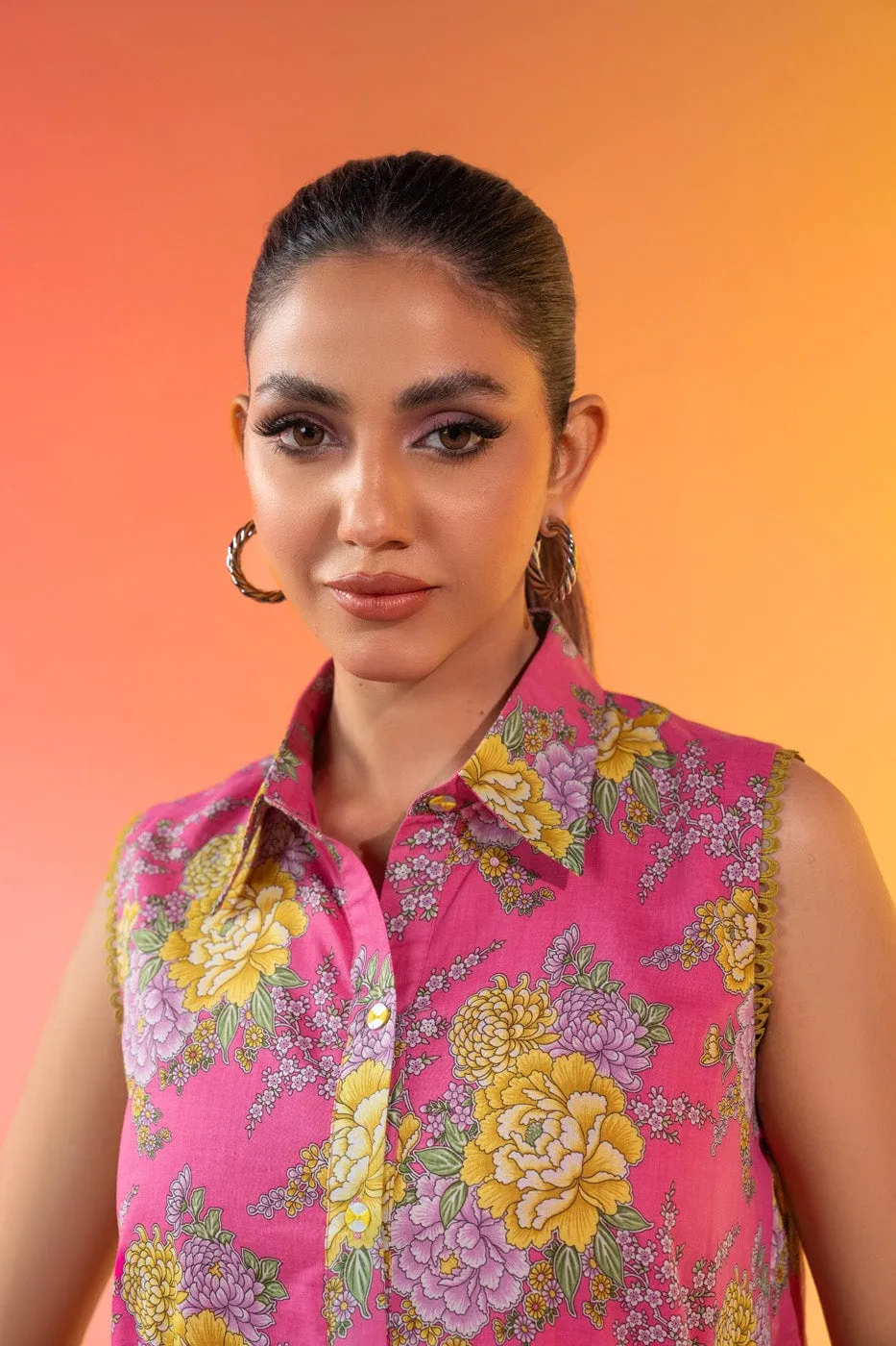 1 Pc Printed Silver Lawn Shirt 