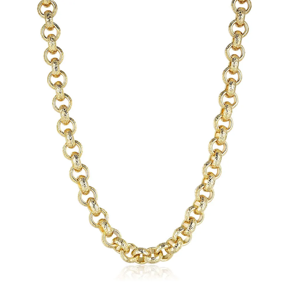 12mm Gold Filled Diamond Cut Pattern Belcher Chain 16/20/24/30 Inch