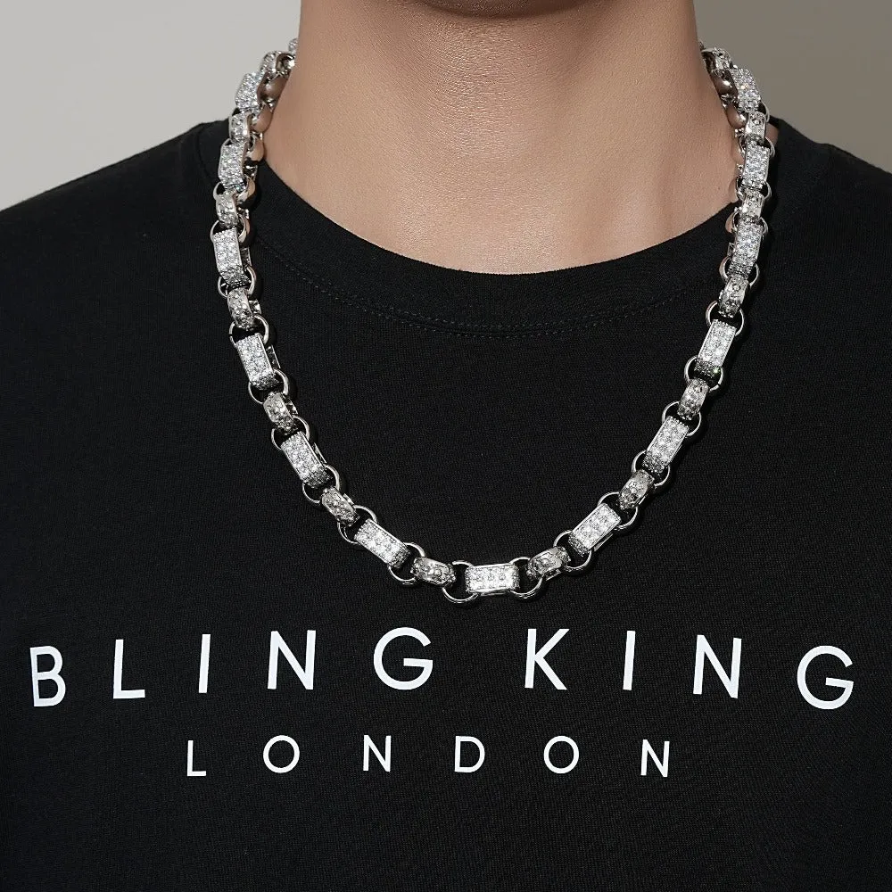 13mm Silver Filled Gypsy Belcher Chain Albert Clasp 24 Inch