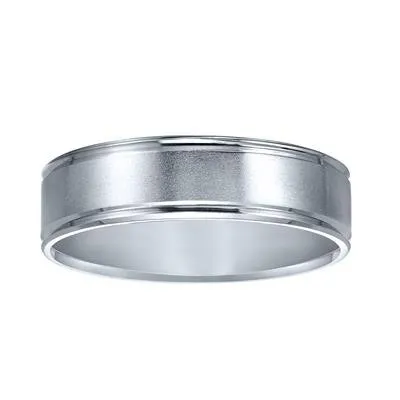 14K W Gold 6mm Brushed Finish Flat Edge Wedding Band