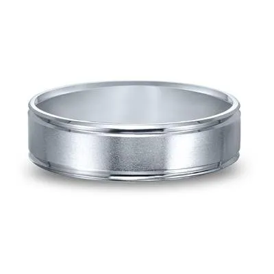 14K W Gold 6mm Brushed Finish Flat Edge Wedding Band