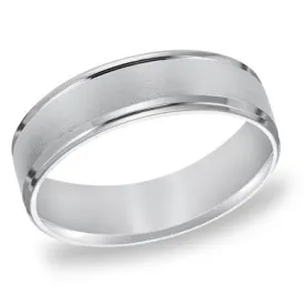 14K W Gold 6mm Brushed Finish Flat Edge Wedding Band