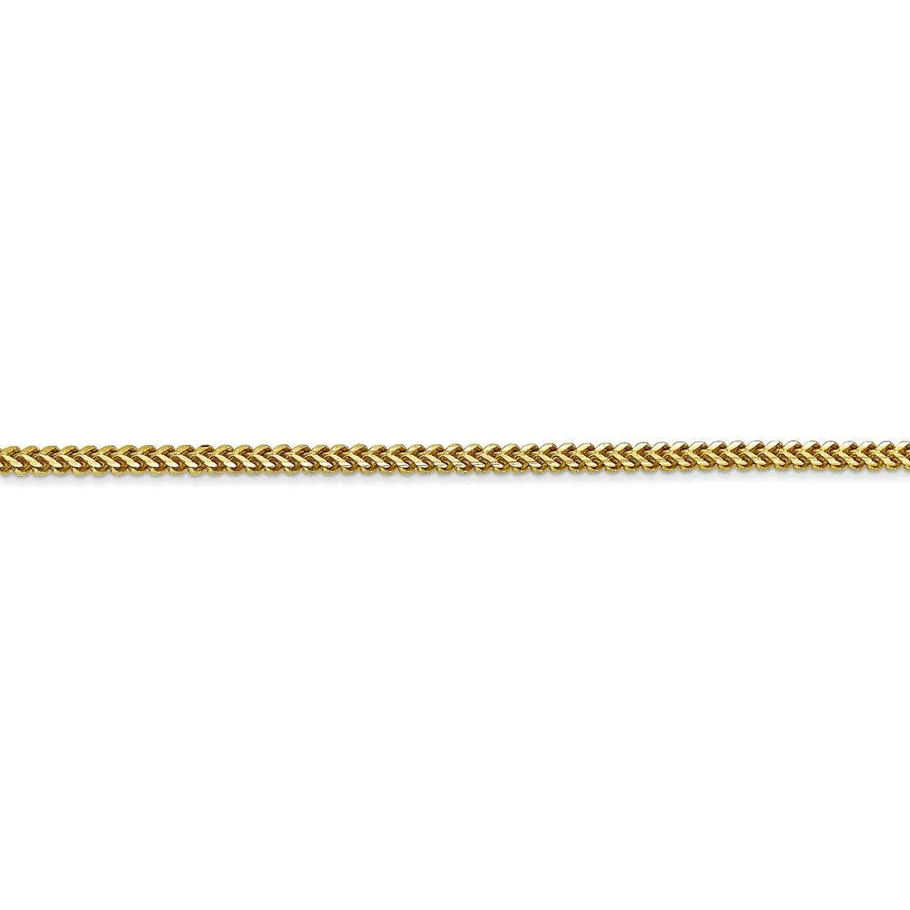 1.5mm 10k Yellow Gold Solid Franco Chain Bracelet