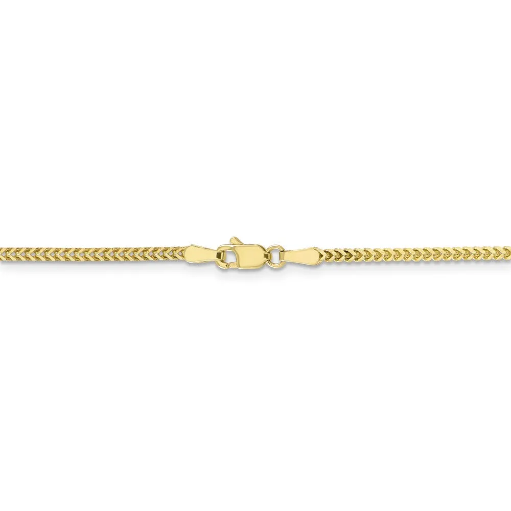 1.5mm 10k Yellow Gold Solid Franco Chain Bracelet