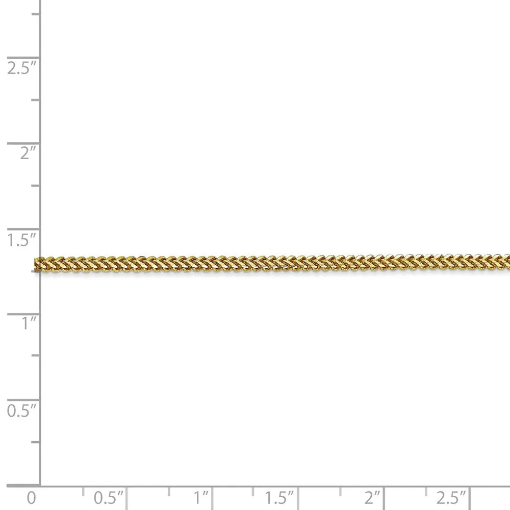 1.5mm 10k Yellow Gold Solid Franco Chain Bracelet