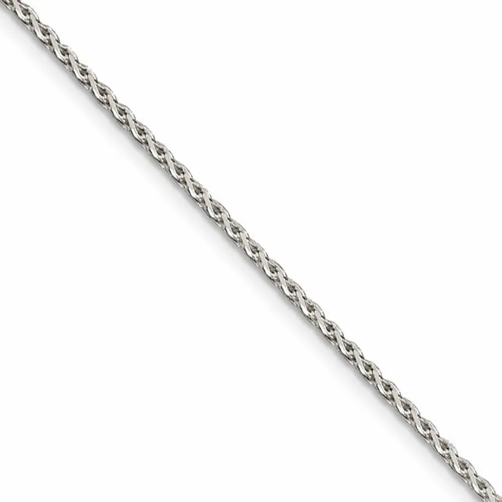 1.5mm Rhodium Plated Sterling Silver Spiga Chain Necklace, 18-20 Inch