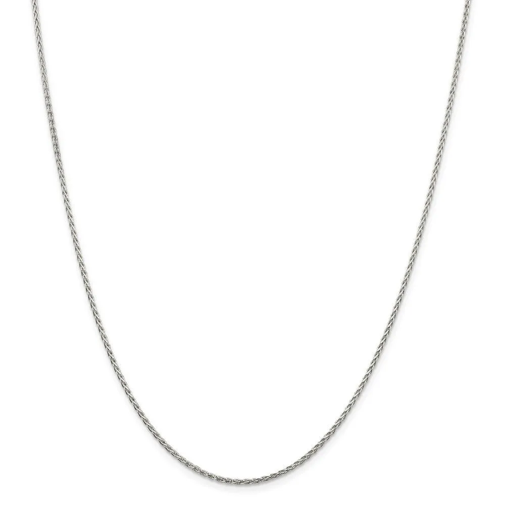 1.5mm Rhodium Plated Sterling Silver Spiga Chain Necklace, 18-20 Inch