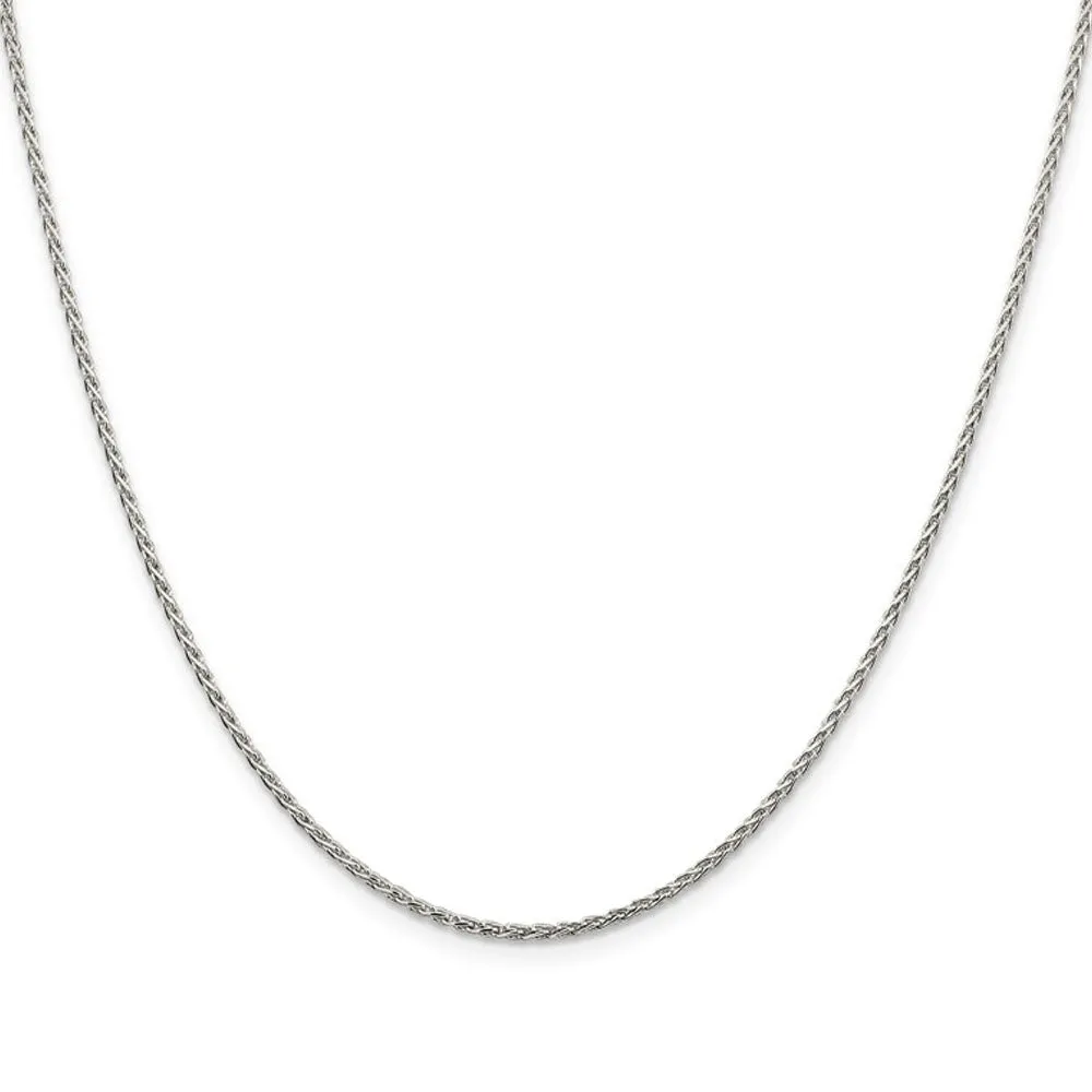 1.5mm Rhodium Plated Sterling Silver Spiga Chain Necklace, 18-20 Inch
