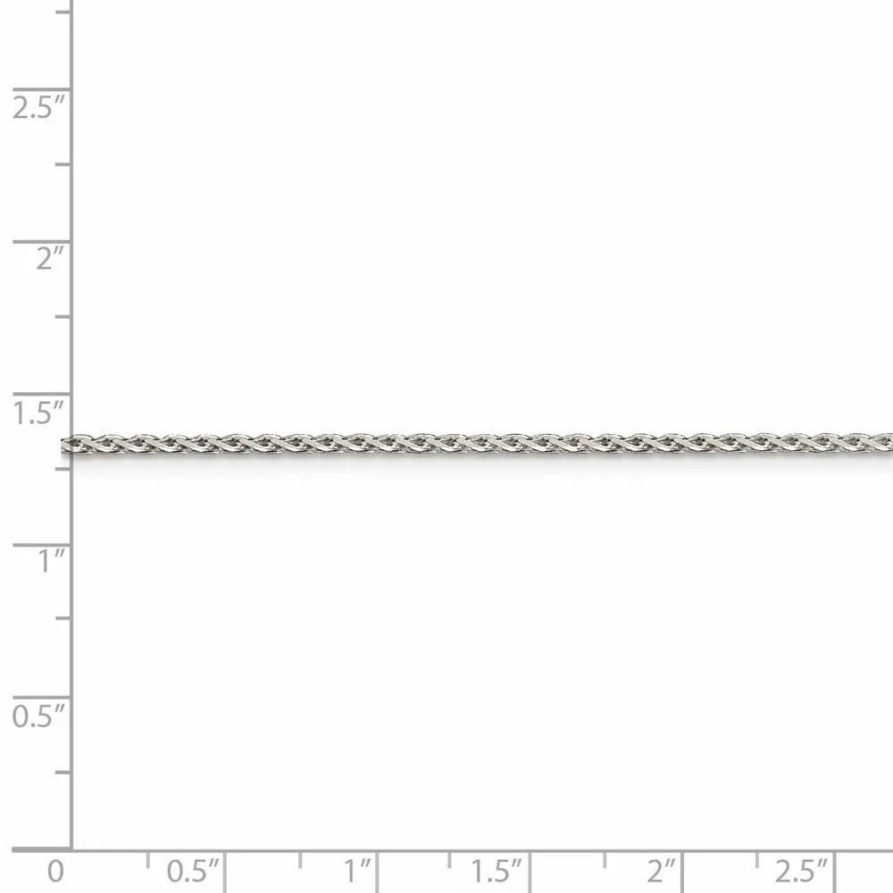 1.5mm Rhodium Plated Sterling Silver Spiga Chain Necklace, 18-20 Inch