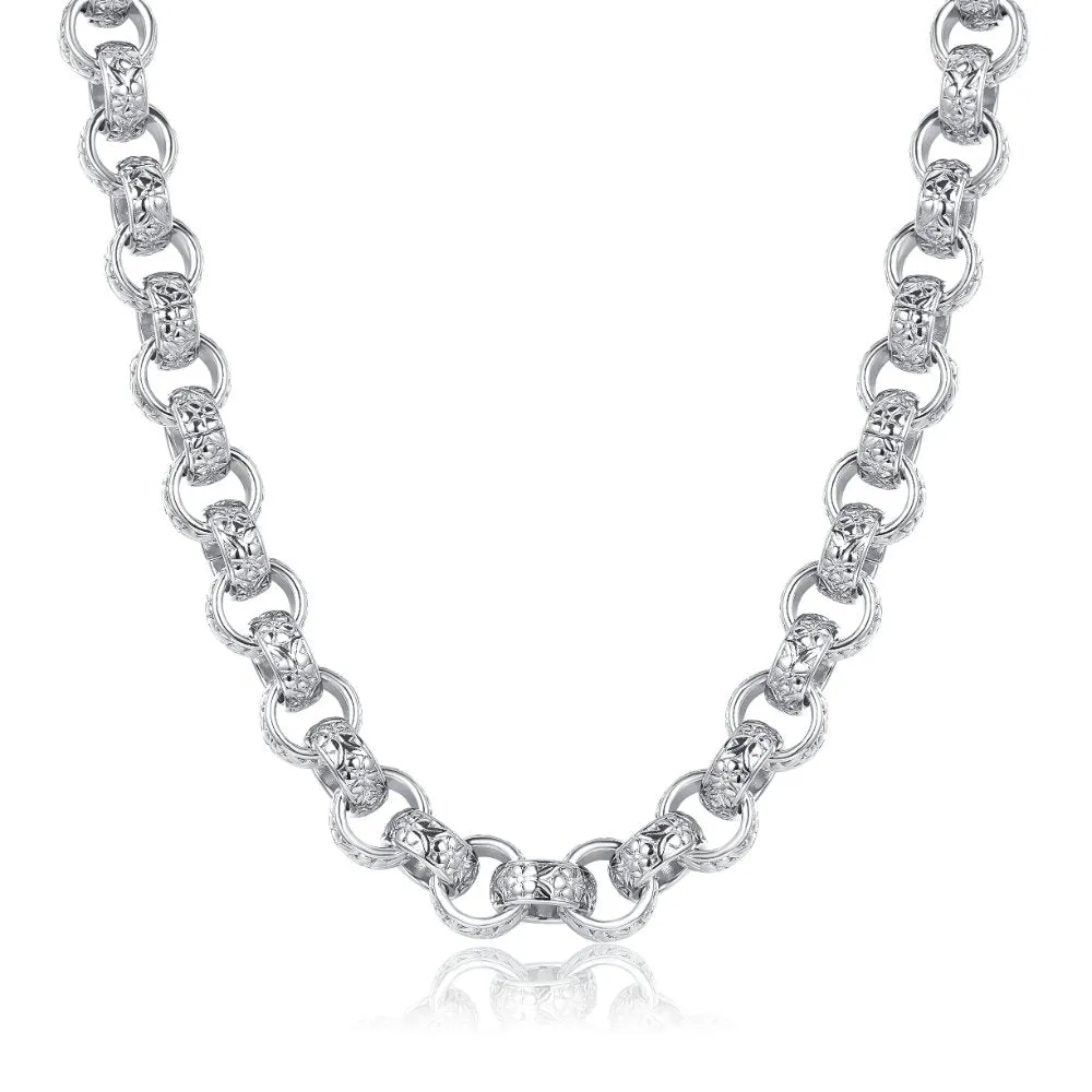 20mm Silver Filled Bonded Ornate Belcher Chain 28 Inches