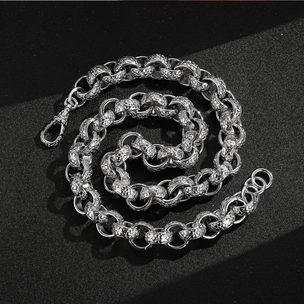 20mm Silver Filled Bonded Ornate Belcher Chain 28 Inches