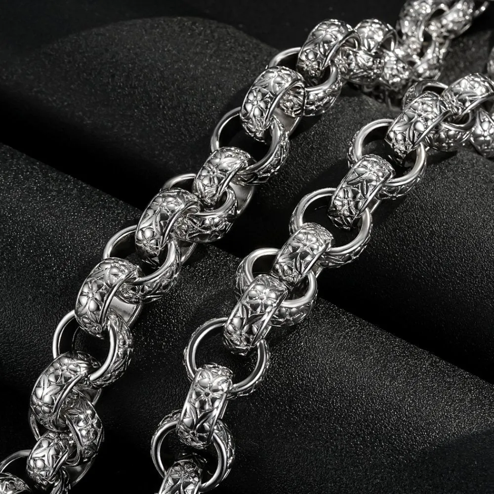 20mm Silver Filled Bonded Ornate Belcher Chain 28 Inches