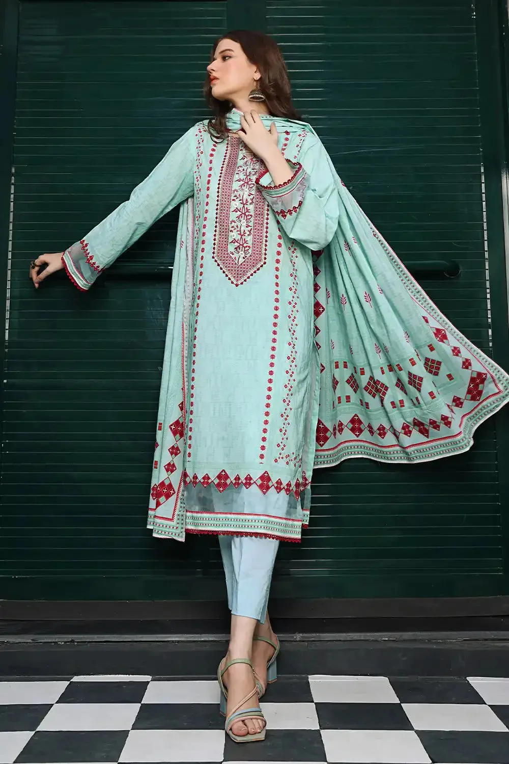 3PC Embroidered Unstitched Lawn Suit KL-2557