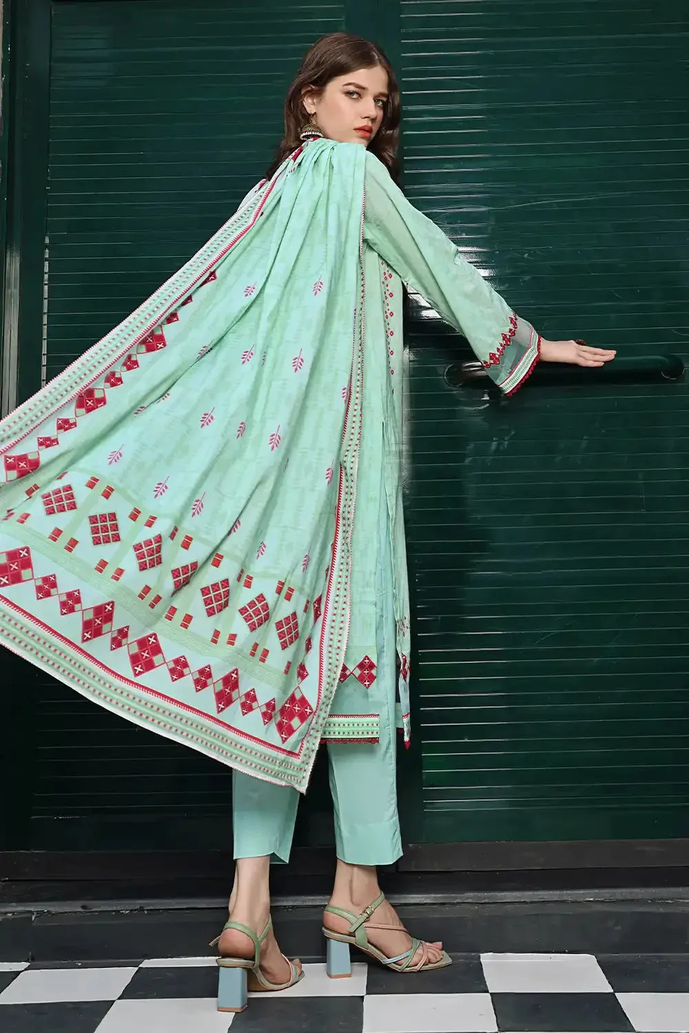 3PC Embroidered Unstitched Lawn Suit KL-2557