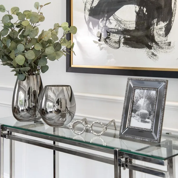 6" Metallic Glass Vase - Silver