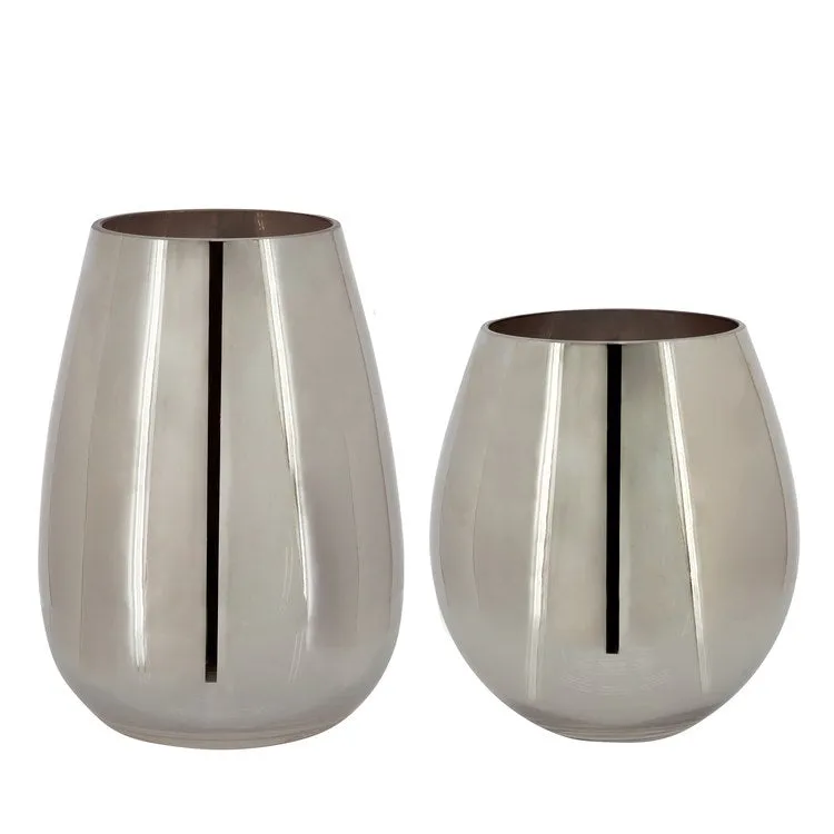 6" Metallic Glass Vase - Silver