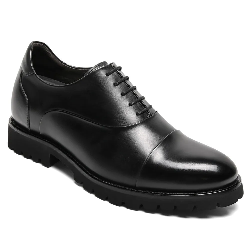 8 CM/3.15 Inches CMR CHAMARIPA Men's Height-Enhancing Black Leather Oxford Shoes