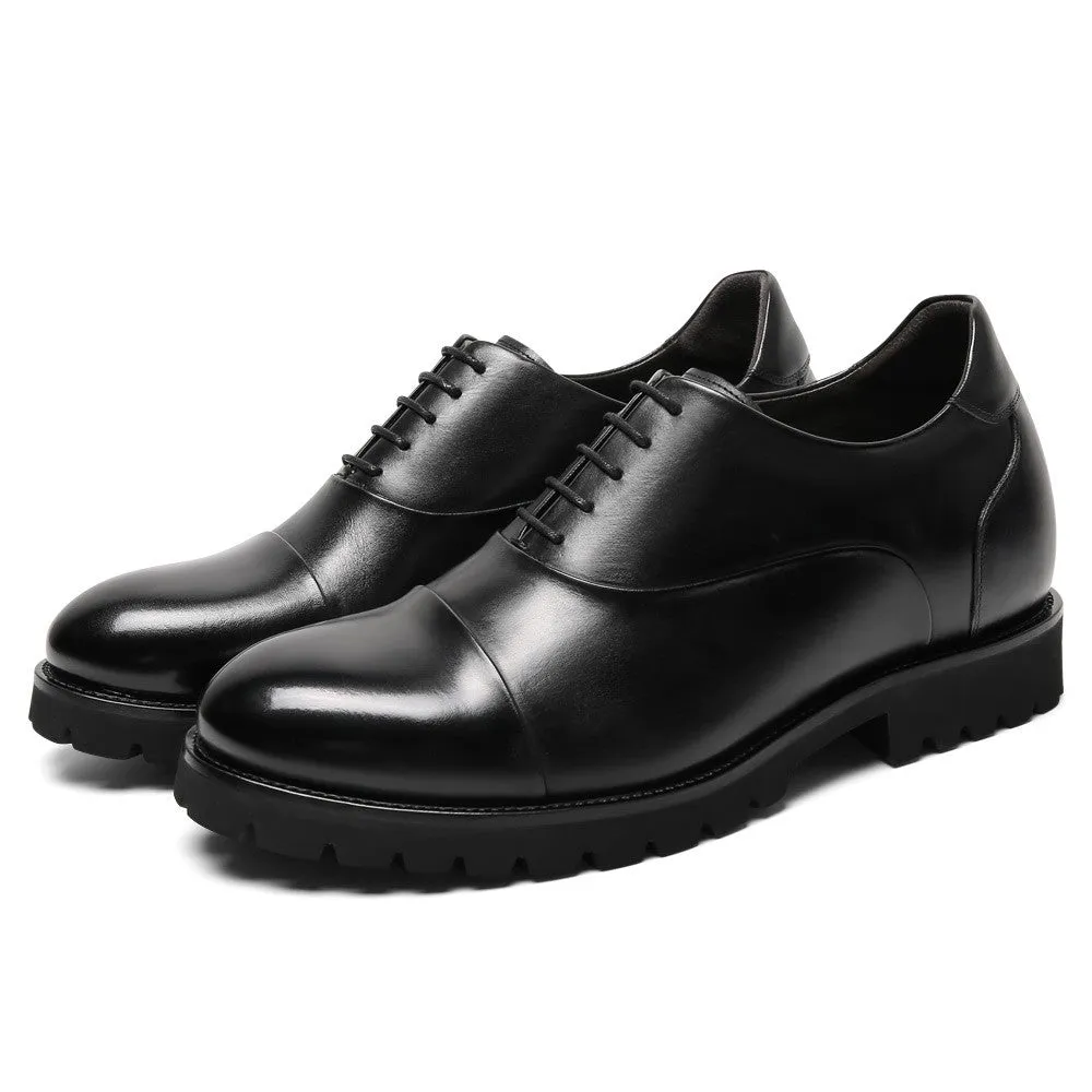 8 CM/3.15 Inches CMR CHAMARIPA Men's Height-Enhancing Black Leather Oxford Shoes