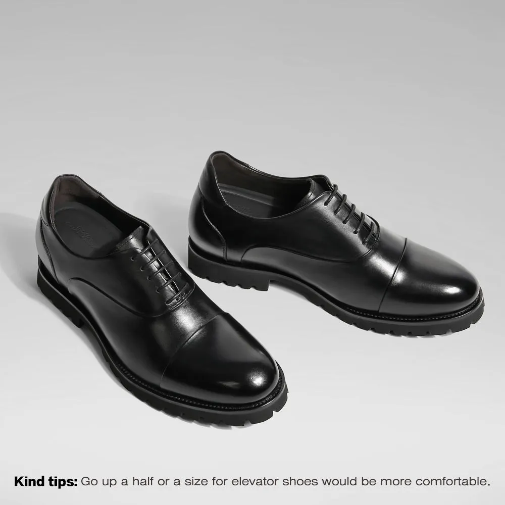 8 CM/3.15 Inches CMR CHAMARIPA Men's Height-Enhancing Black Leather Oxford Shoes