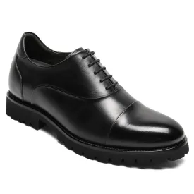 8 CM/3.15 Inches CMR CHAMARIPA Men's Height-Enhancing Black Leather Oxford Shoes