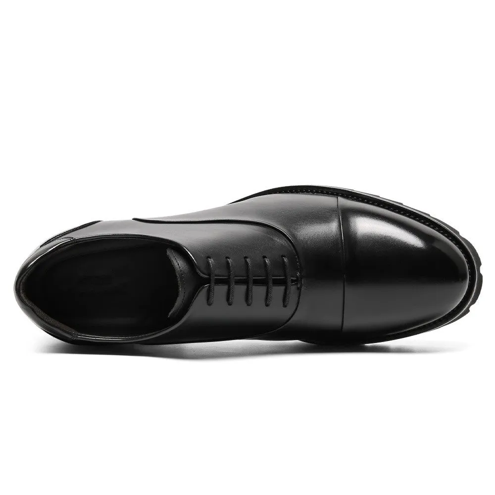 8 CM/3.15 Inches CMR CHAMARIPA Men's Height-Enhancing Black Leather Oxford Shoes