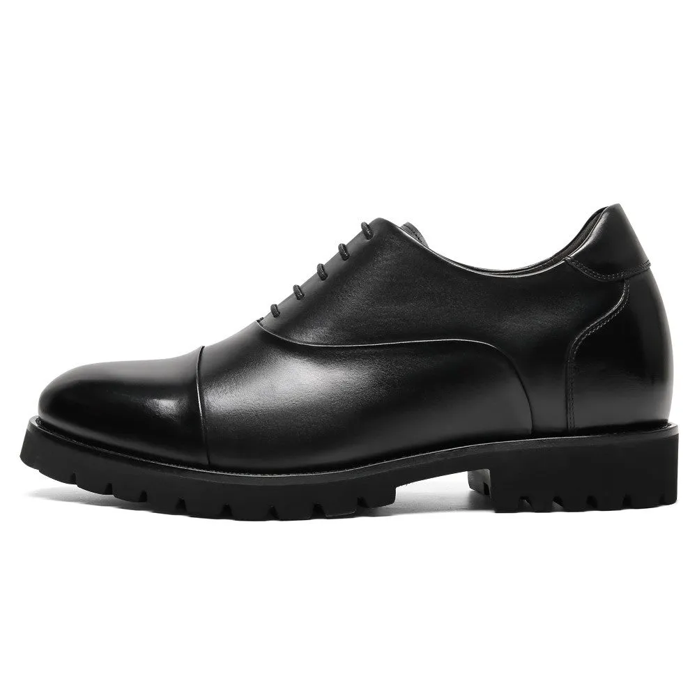 8 CM/3.15 Inches CMR CHAMARIPA Men's Height-Enhancing Black Leather Oxford Shoes