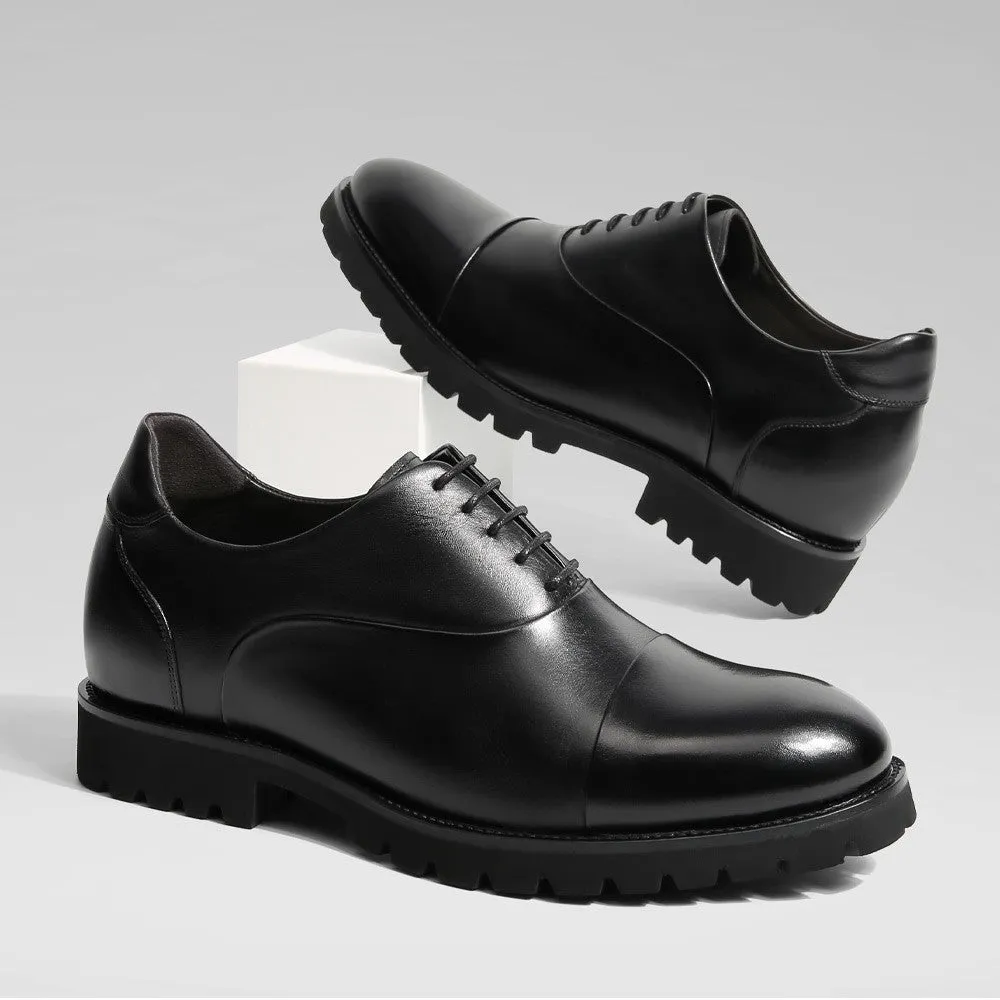 8 CM/3.15 Inches CMR CHAMARIPA Men's Height-Enhancing Black Leather Oxford Shoes