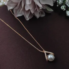 Aamrapali Rose Gold Plated Pearl And Austrian Stone Pendant