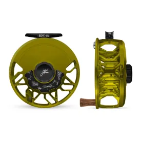 Abel ROVE Reel 4/6 Olive, Gloss Black Drag Knob and Freshwater Flies Engraving with Walnut Handle