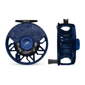 Abel ROVE Reel 4/6 Satin Deep Blue, Underwood Swing and Saltwater Flies Engraving with Ebony Handle
