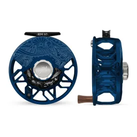 Abel ROVE Reel 5/7 Deep Blue Underwood Drift, Platinum Drag Knob with Rosewood Handle