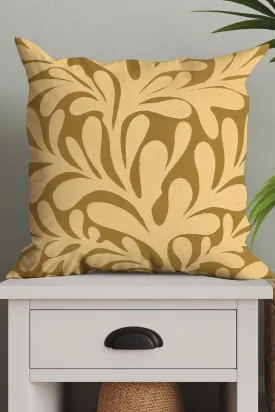 Abstract Plant Square Cushion (Mustard)