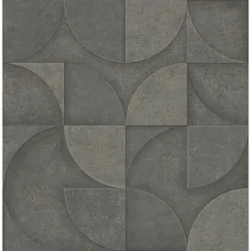 Addison Charcoal Retro Geo Wallpaper  | Brewster Wallcovering