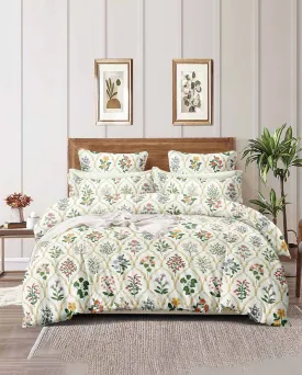 Adiya Floral Design Cotton Bedsheet With Pillow Covers| 100 x 90 inches