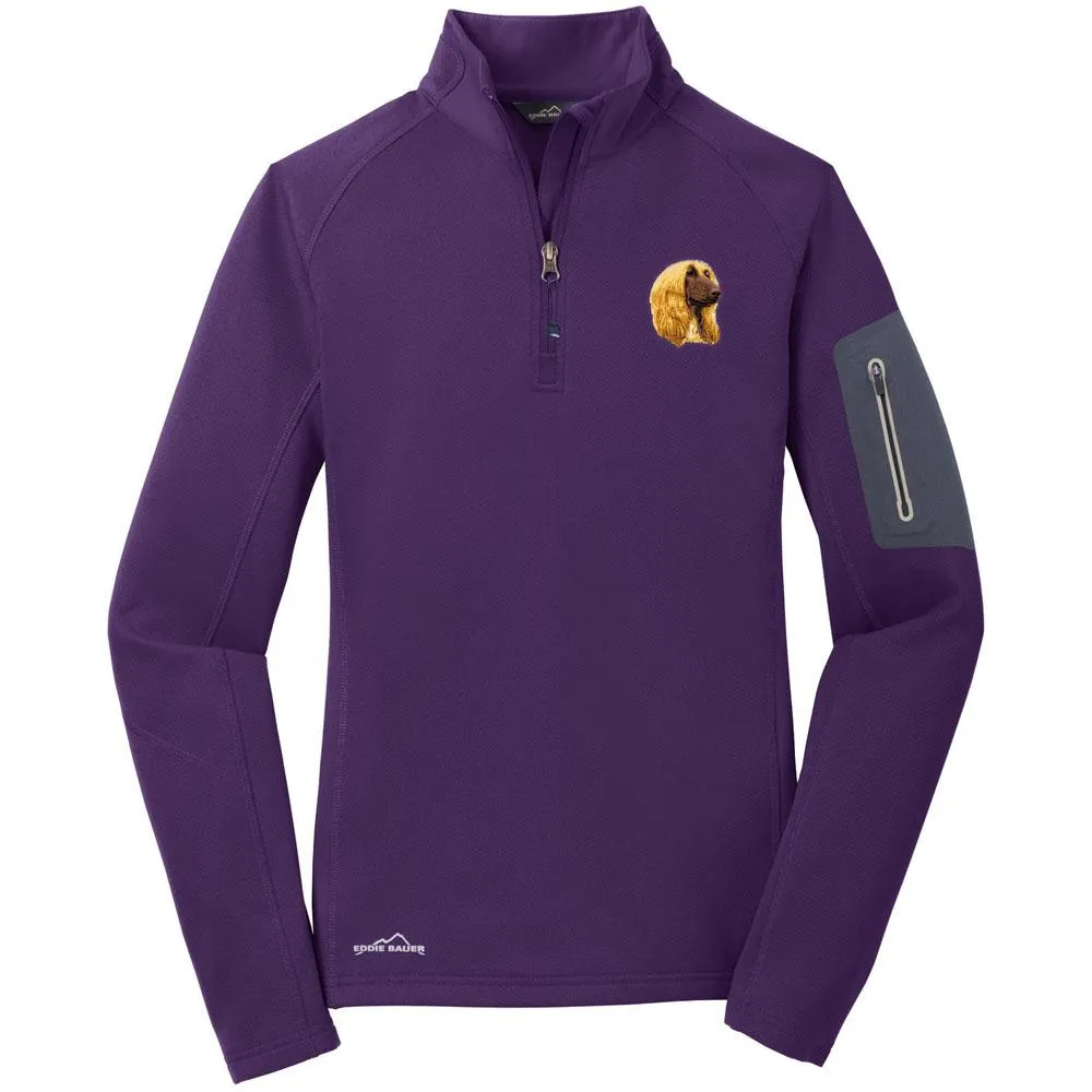 Afghan Hound Embroidered Eddie Bauer Ladies Half Zip Performance Fleece