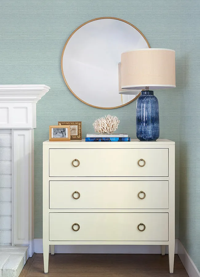 Agave Aqua Faux Grasscloth Wallpaper  | Brewster Wallcovering