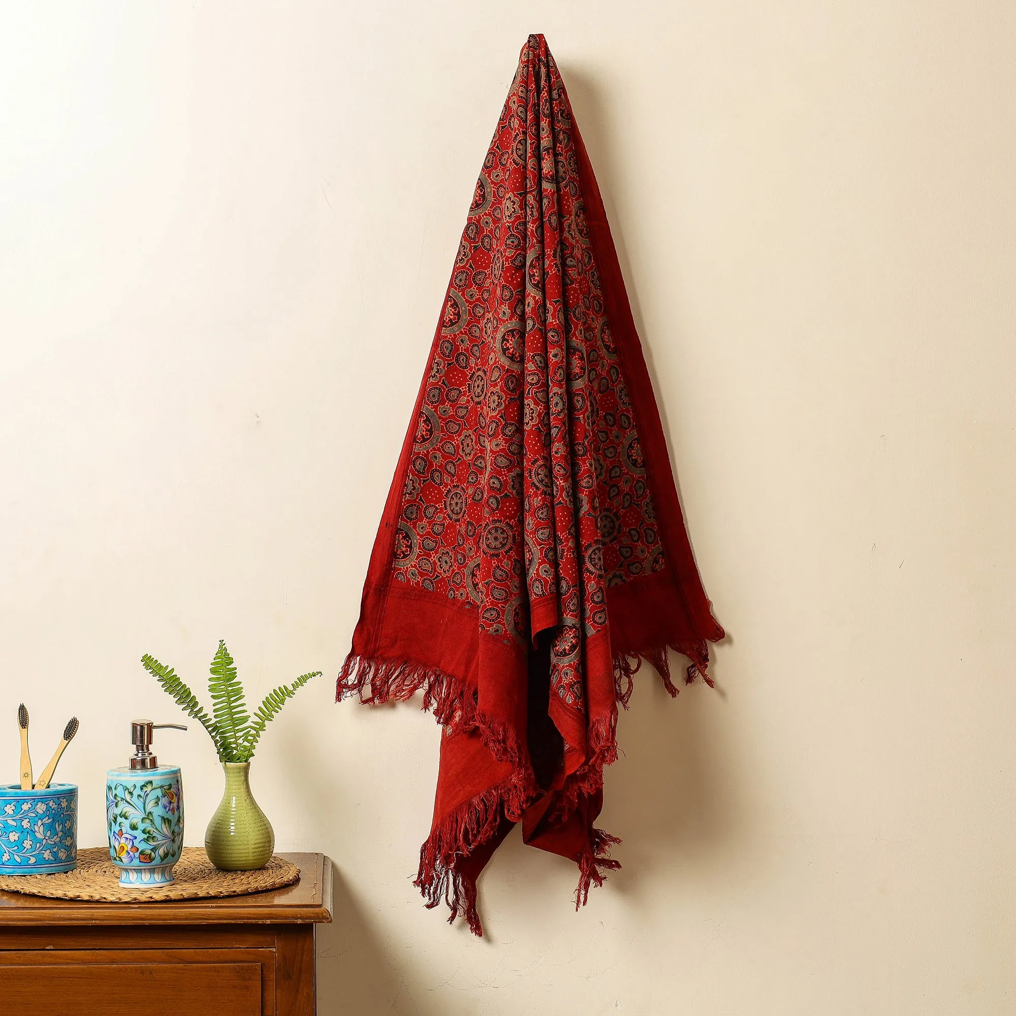 Ajrakh Block Printed Handloom Cotton Towel