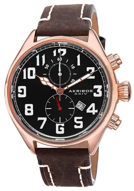 Akribos Xxiv Essential Chronograph Black Dial Brown Leather Men's  Watch AK706RG