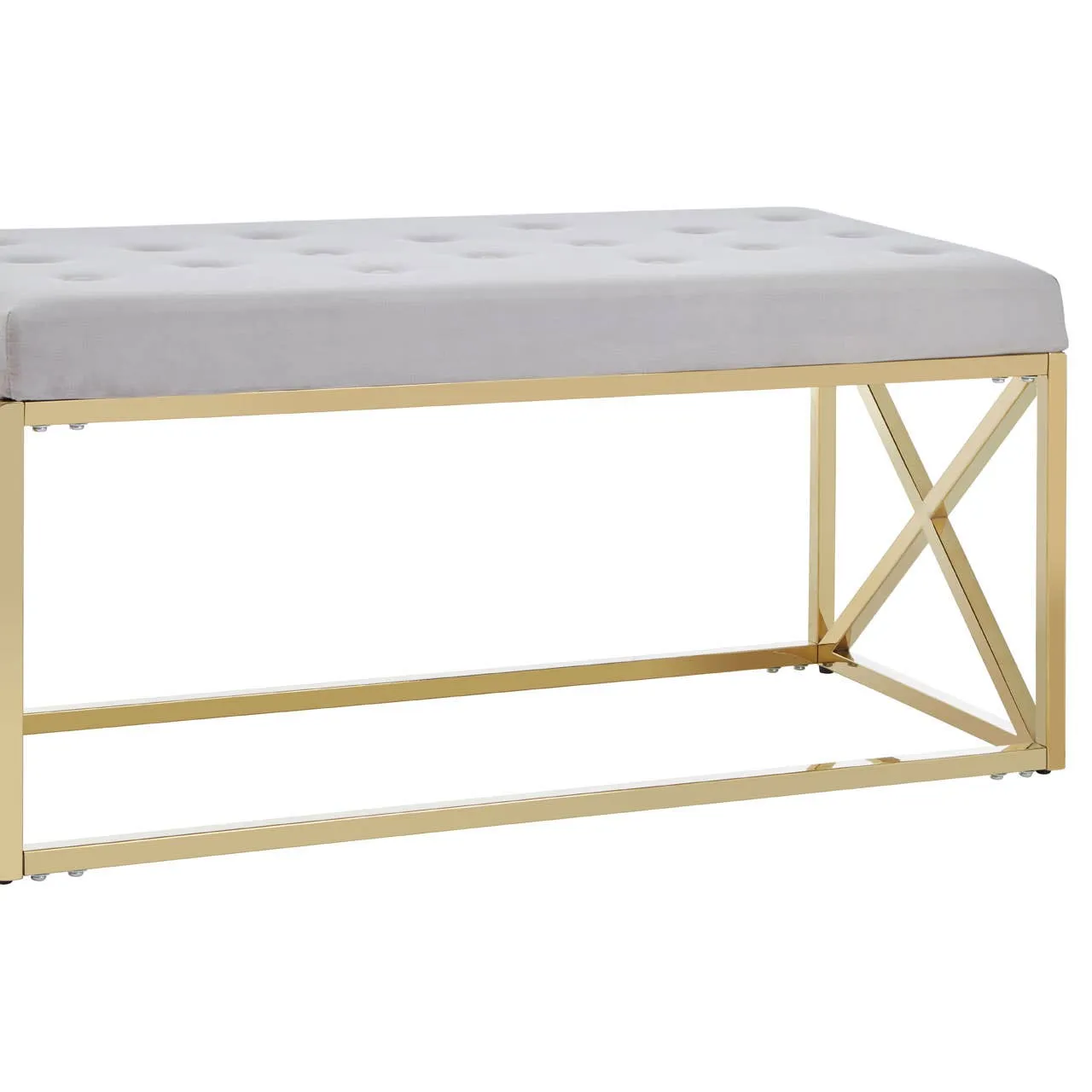 Allure Mink Velvet Gold Finish Bench