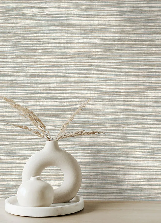 Alton Light Blue Faux Grasscloth Wallpaper  | Brewster Wallcovering