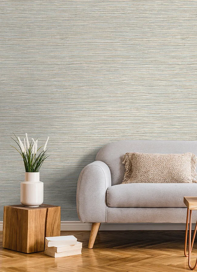 Alton Light Blue Faux Grasscloth Wallpaper  | Brewster Wallcovering