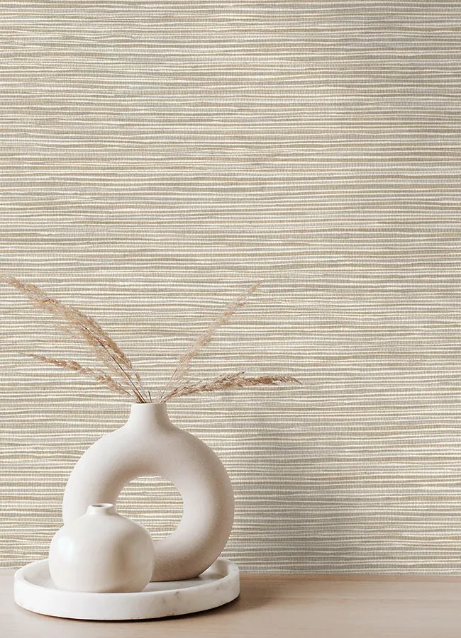 Alton Taupe Faux Grasscloth Wallpaper  | Brewster Wallcovering