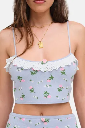 Amalia Knit Crop Top Blue