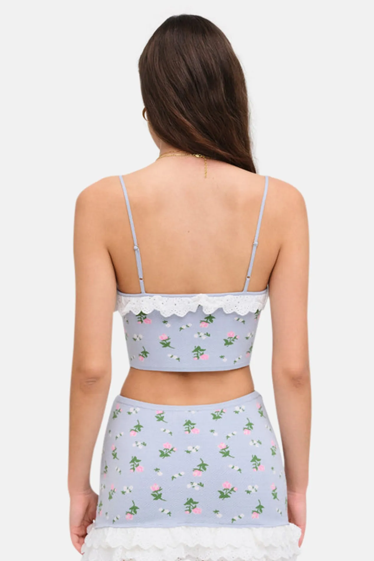 Amalia Knit Crop Top Blue