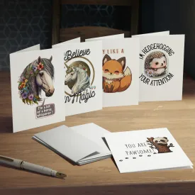 Animal Cute Multi-Design Greeting Cards (5-Pack) (Blank Inside)