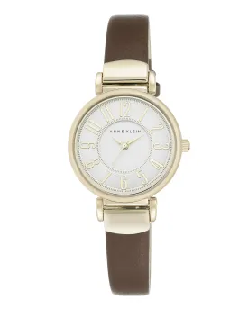 Anne Klein Silver Dial Brown Leather Ladies Watch 2157SVBN