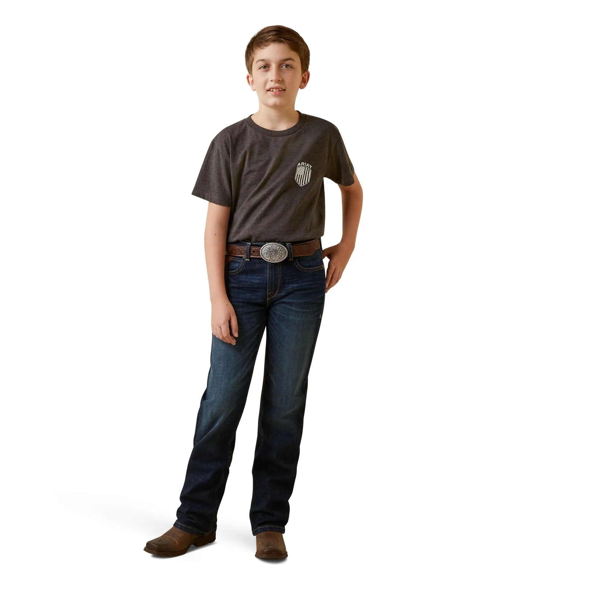 Ariat Boys Patriot Badge Gray T-Shirt 10045315