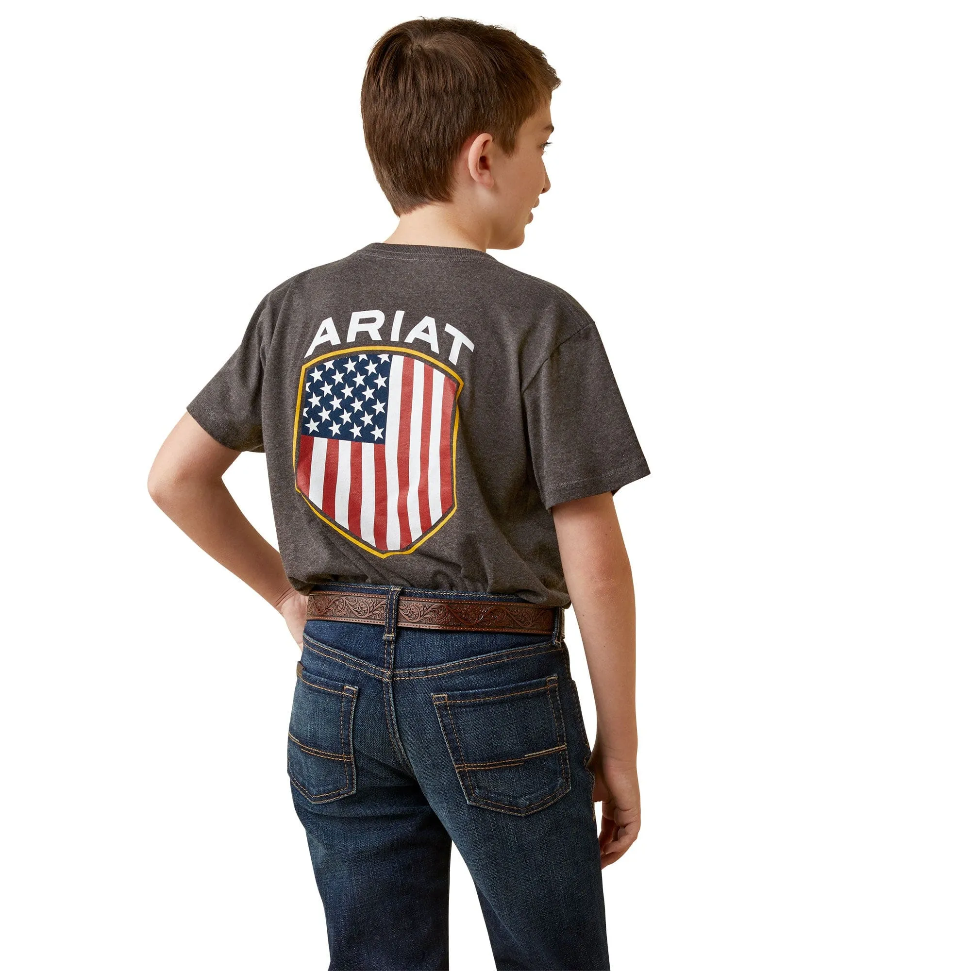 Ariat Boys Patriot Badge Gray T-Shirt 10045315
