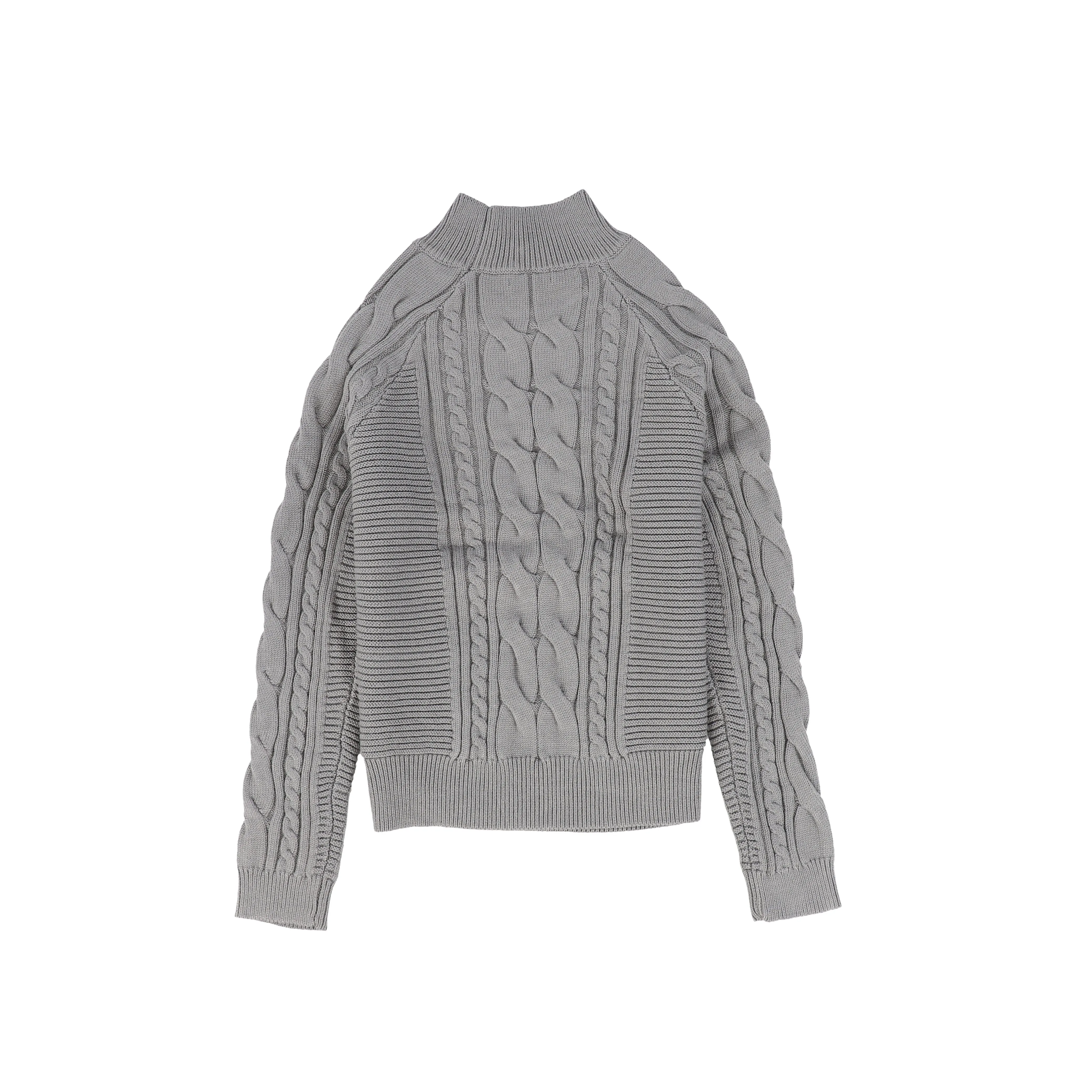 BAMBOO LIGHT GREY BRAIDED KNIT SWEATER
