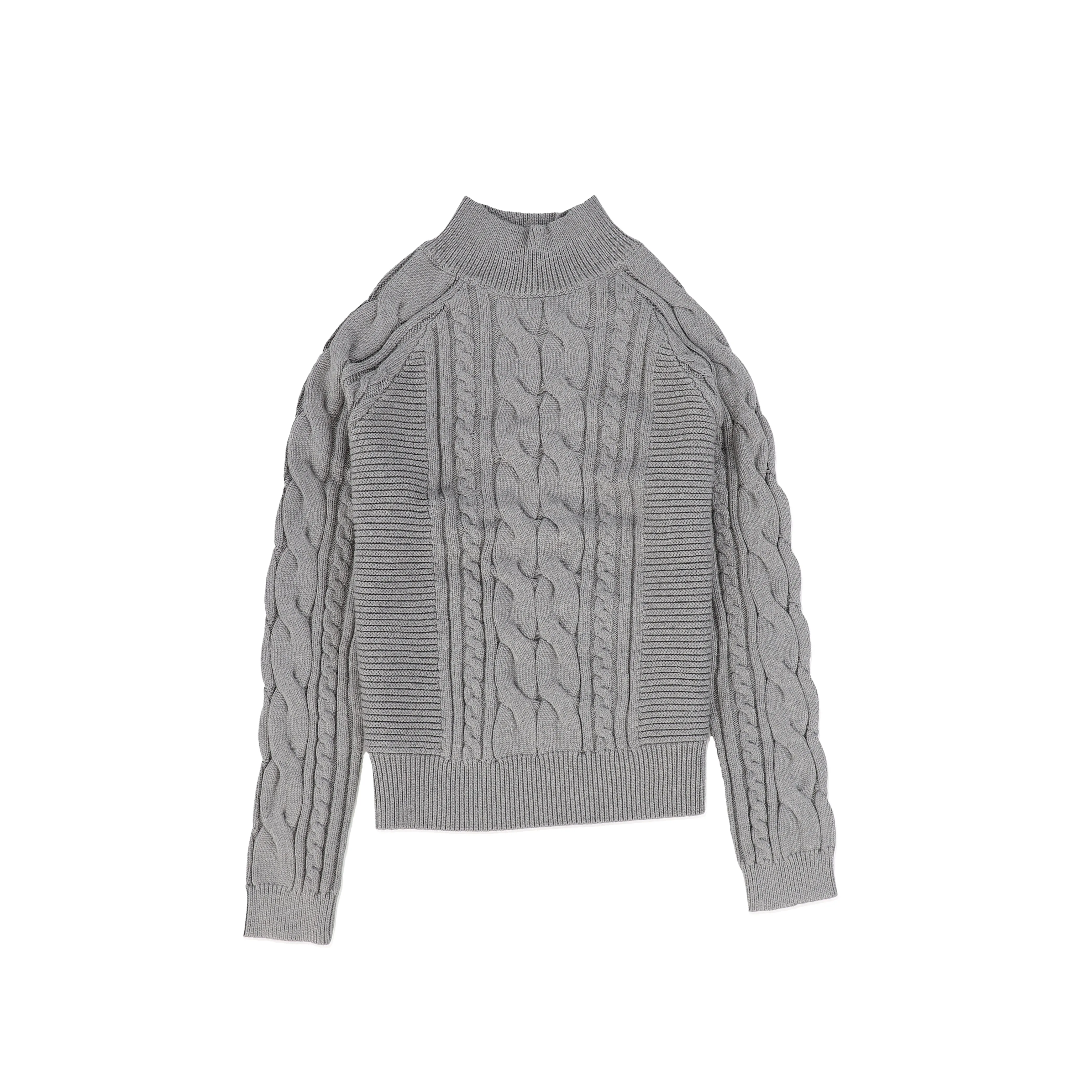 BAMBOO LIGHT GREY BRAIDED KNIT SWEATER